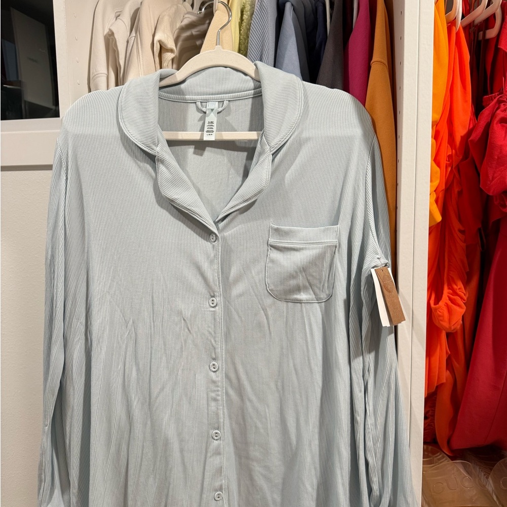 SKIMS Ribbed Light Blue Top